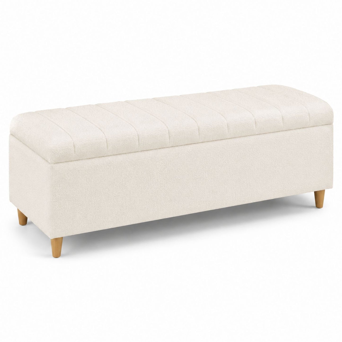 Rectangular Upholstered Storage Ottoman Polyester Fabric 120cm