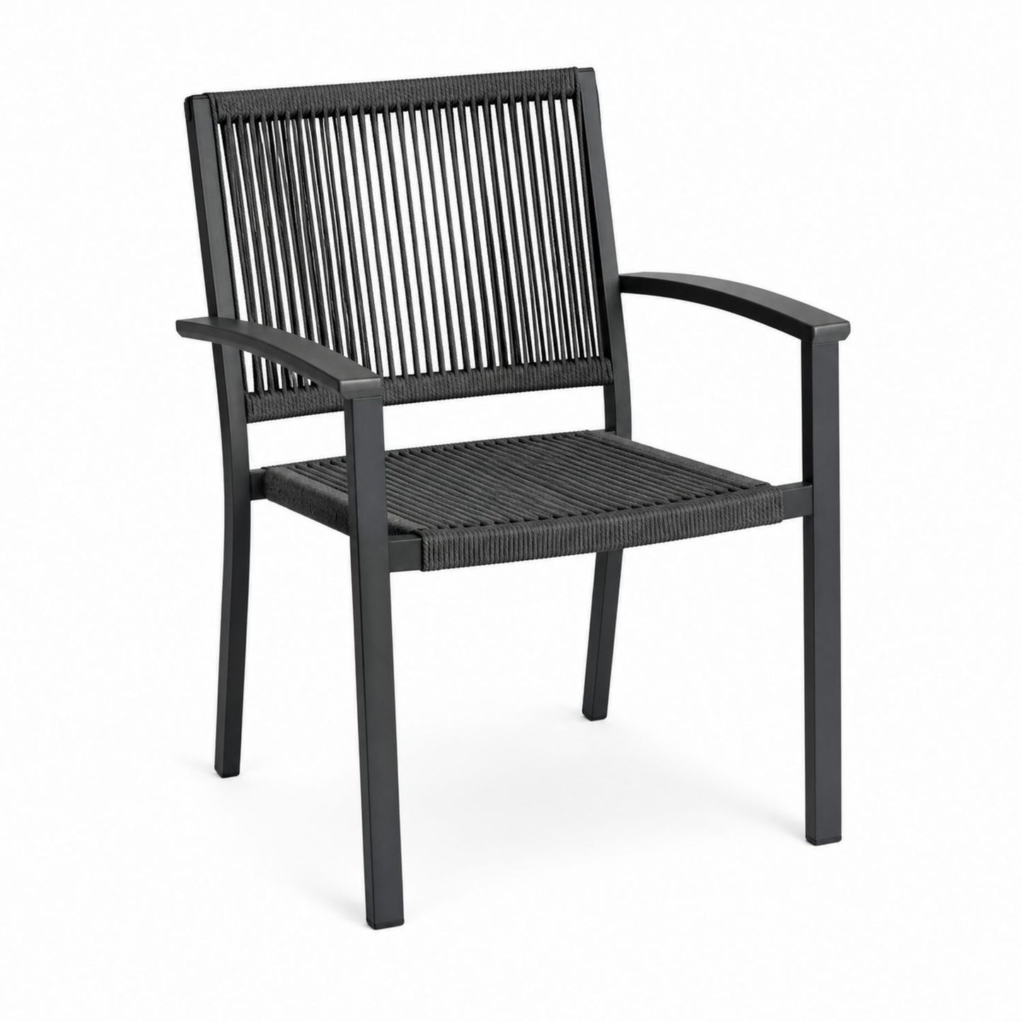 Aluminum Frame Rope Dining Chair Black