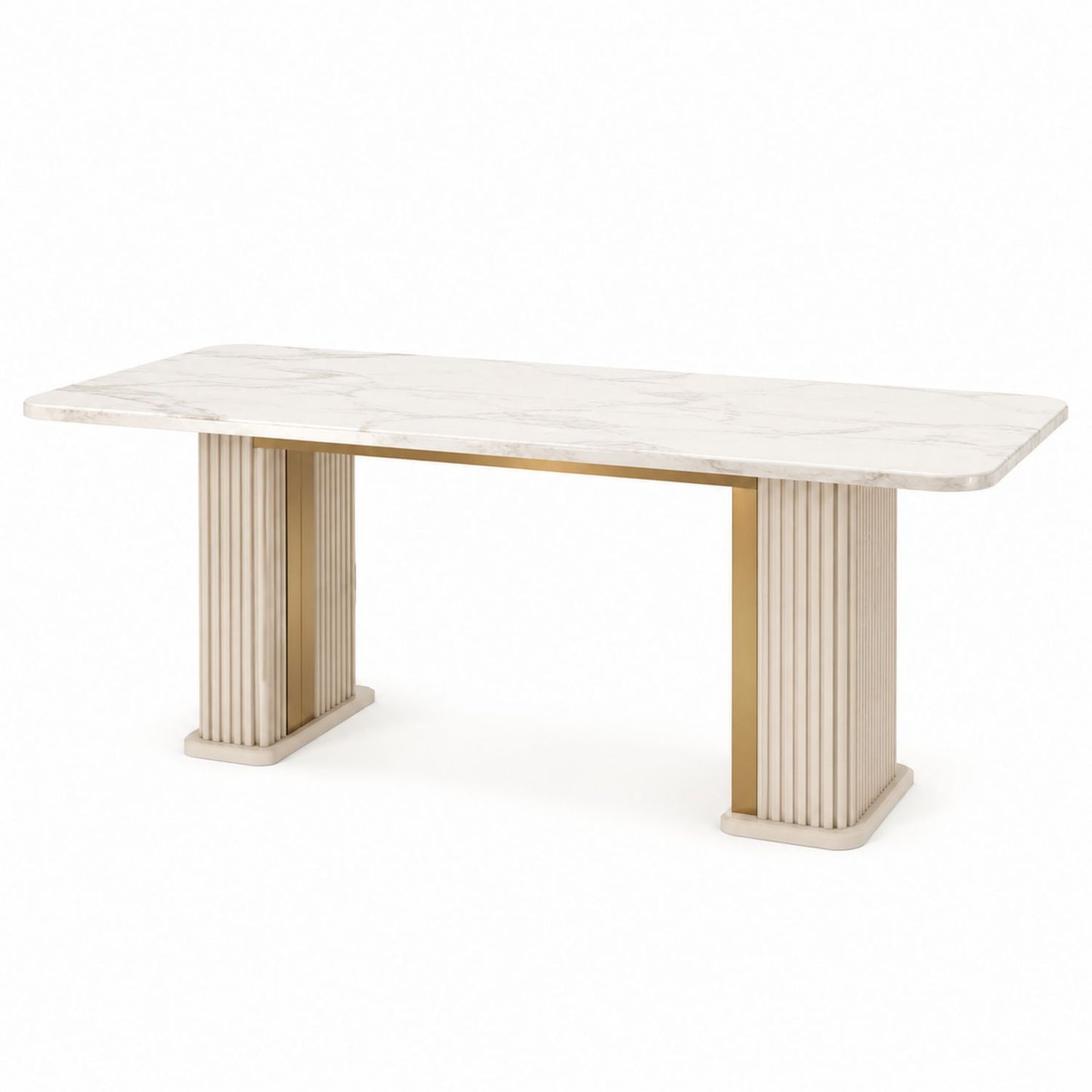 Marble Rectangular Dining Table with Metal Base 200cm