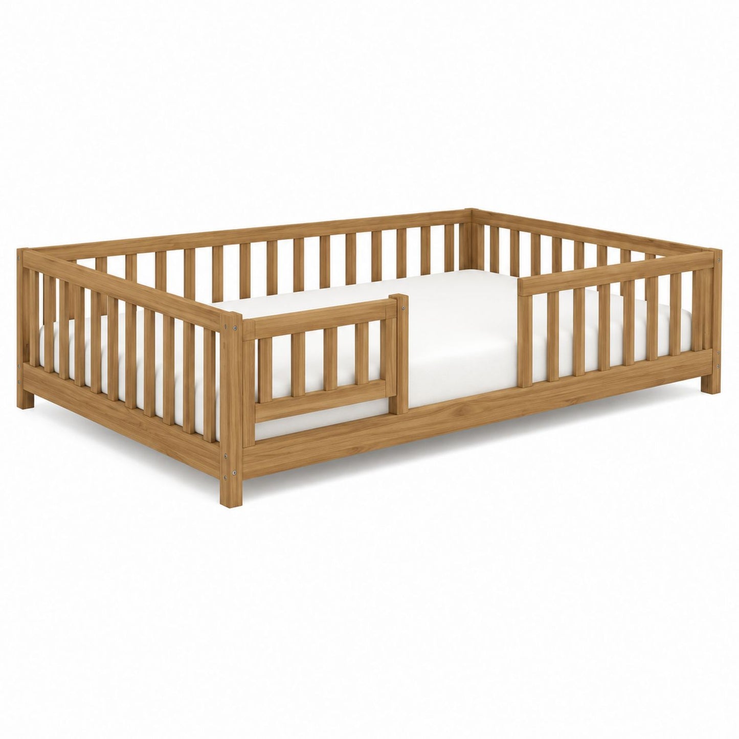Toddler Bed Pine Wood with Guardrails