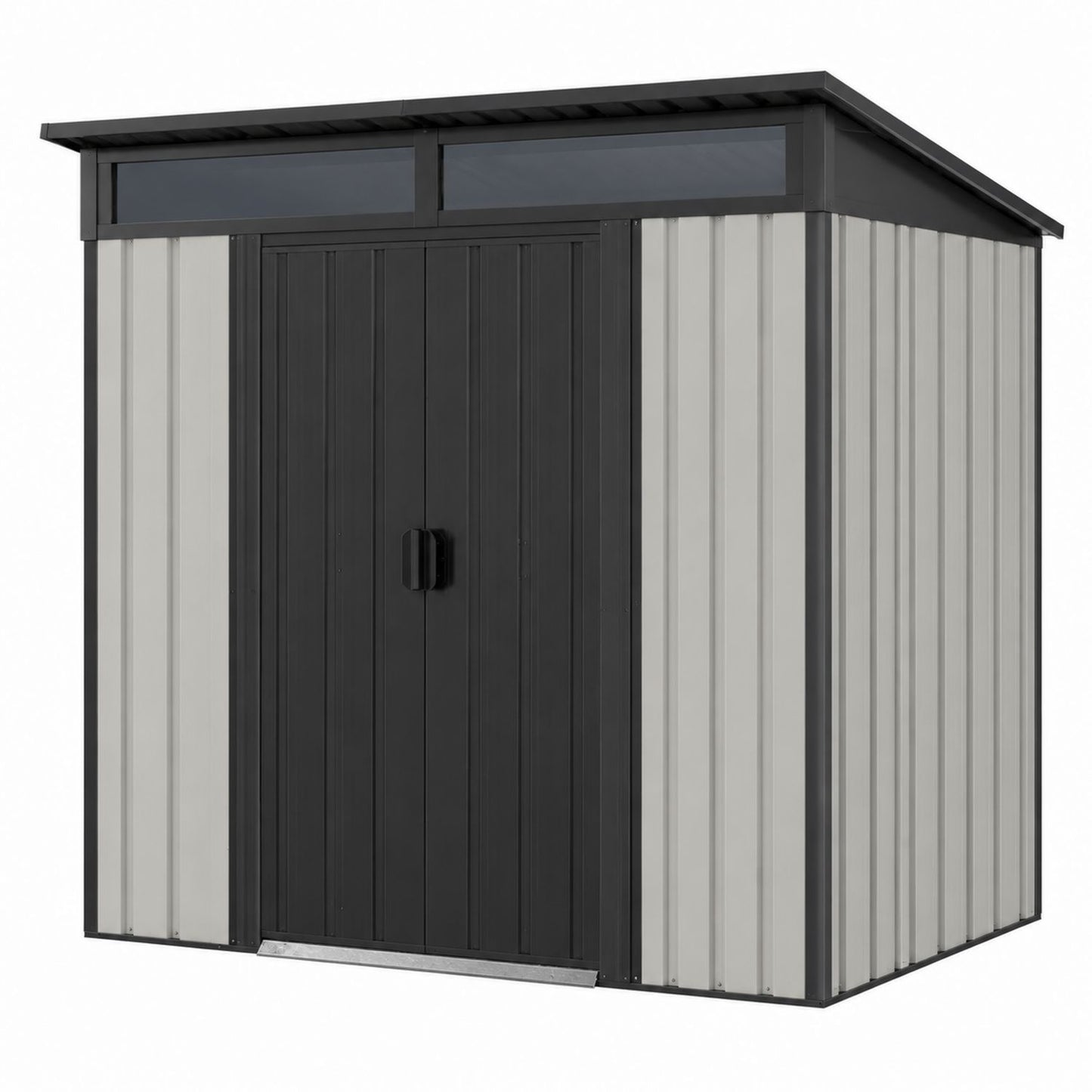 Galvanized Steel Outdoor Storage Shed with Double Doors and Windows 240x172x203 cm