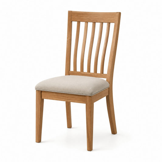 Oak Dining Chair with Fabric Seat Cushion 90cm Height