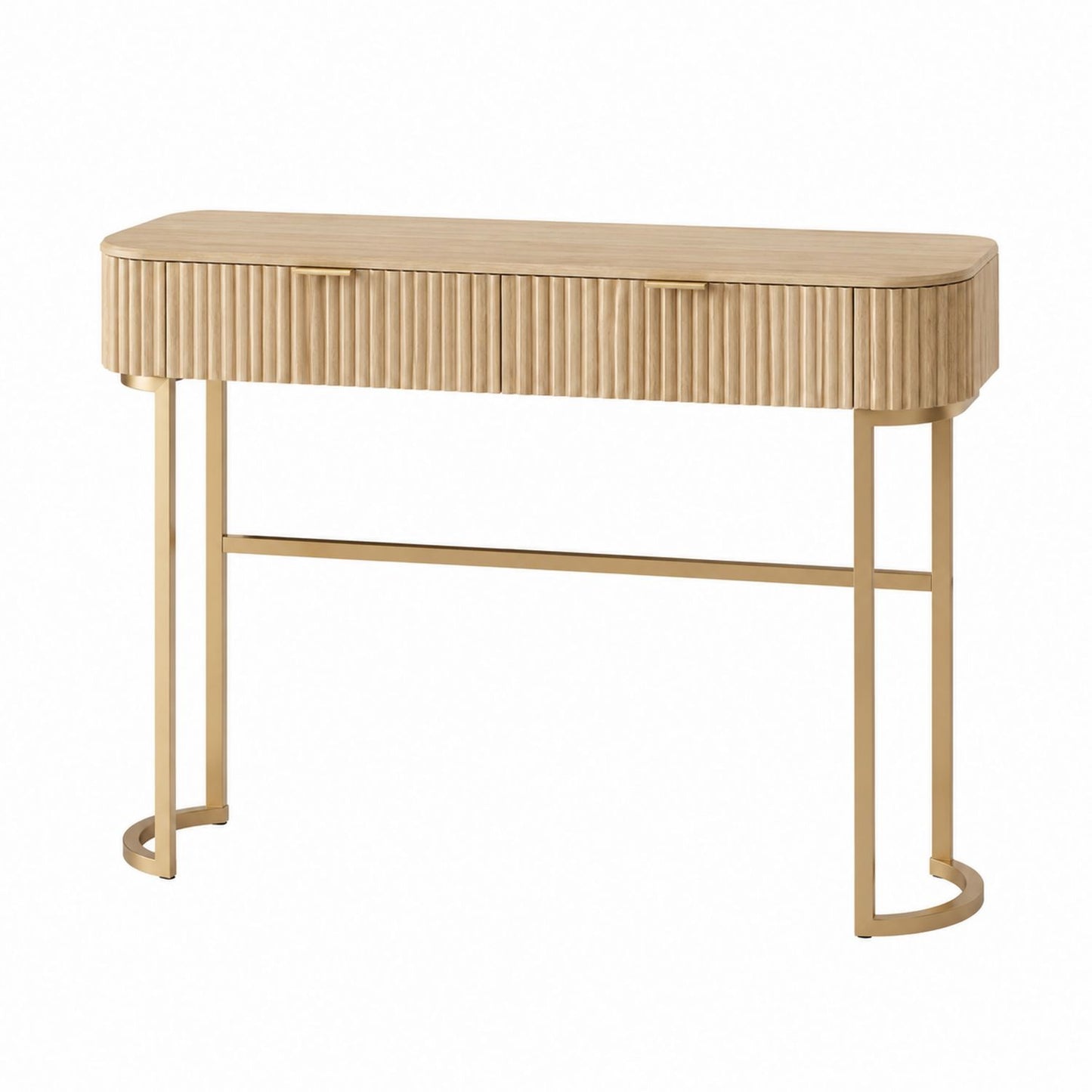 Birch Wood Veneer Vanity Table with Stainless Steel Legs 120cm
