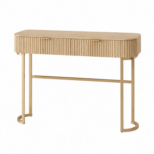 Birch Wood Veneer Vanity Table with Stainless Steel Legs 120cm