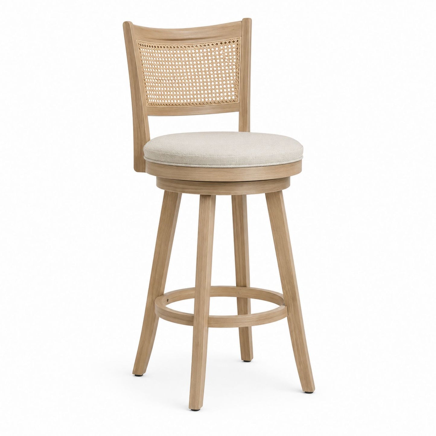 Swivel Bar Stool Wood with Rattan Backrest 75cm