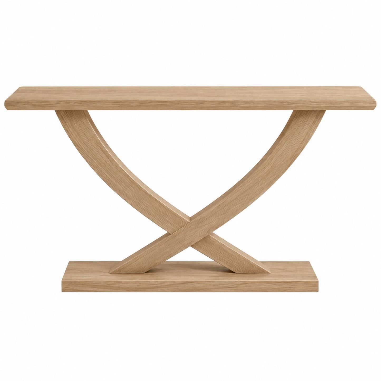 Solid Oak Console Table X Shape Design 120x30x75 cm