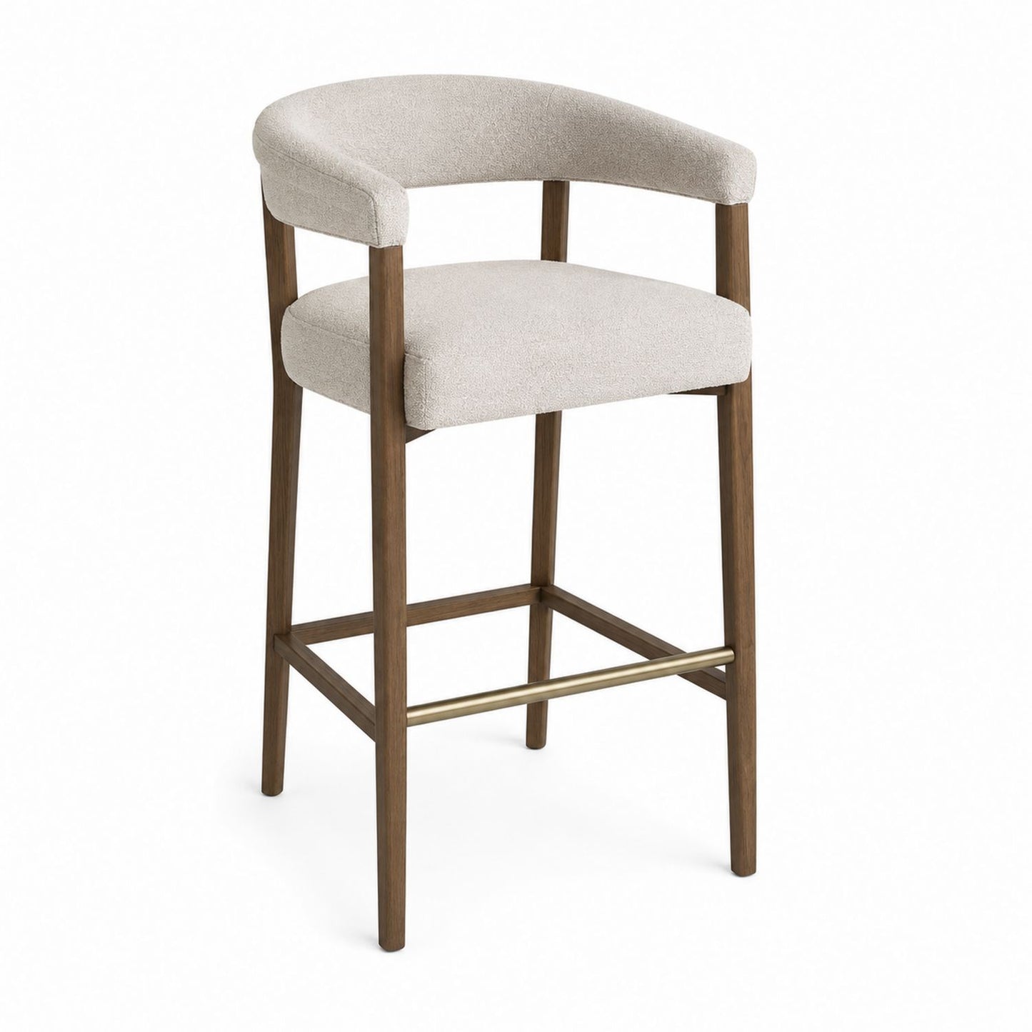 Wood Frame Bar Stool with Polyester Fabric Seat 75cm