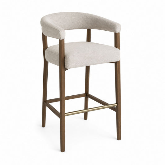 Wood Frame Bar Stool with Polyester Fabric Seat 75cm