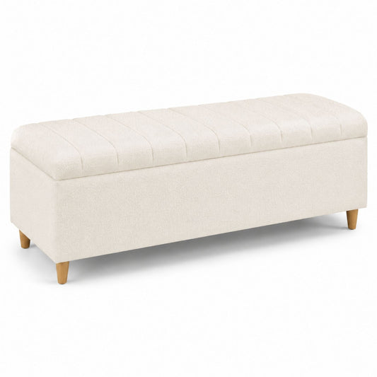 Rectangular Upholstered Storage Ottoman Polyester Fabric 120cm