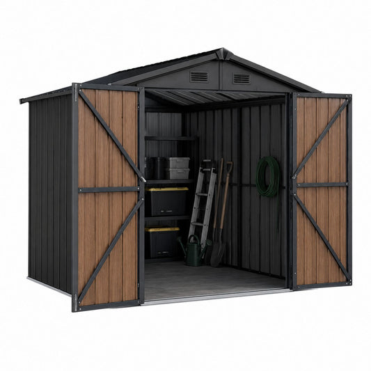 Outdoor Metal and Wood Storage Shed with Double Doors 300x200x210 cm