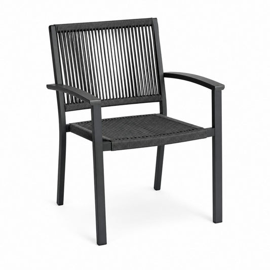 Aluminum Frame Rope Dining Chair Black