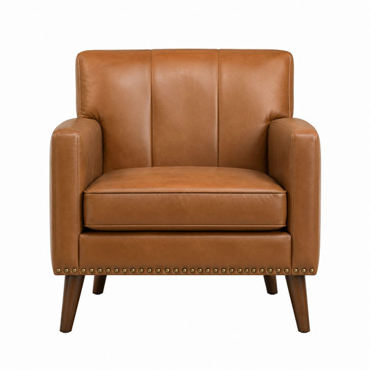 Leather Armchair with Wood Legs 85cm x 75cm x 80cm