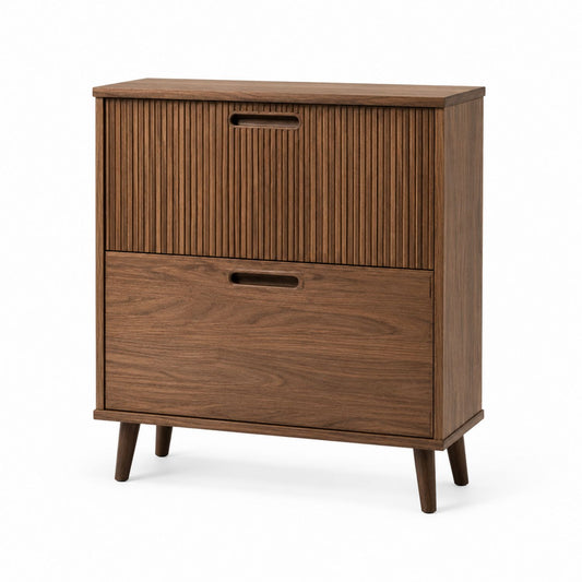 Walnut Wood Storage Cabinet with Two Doors