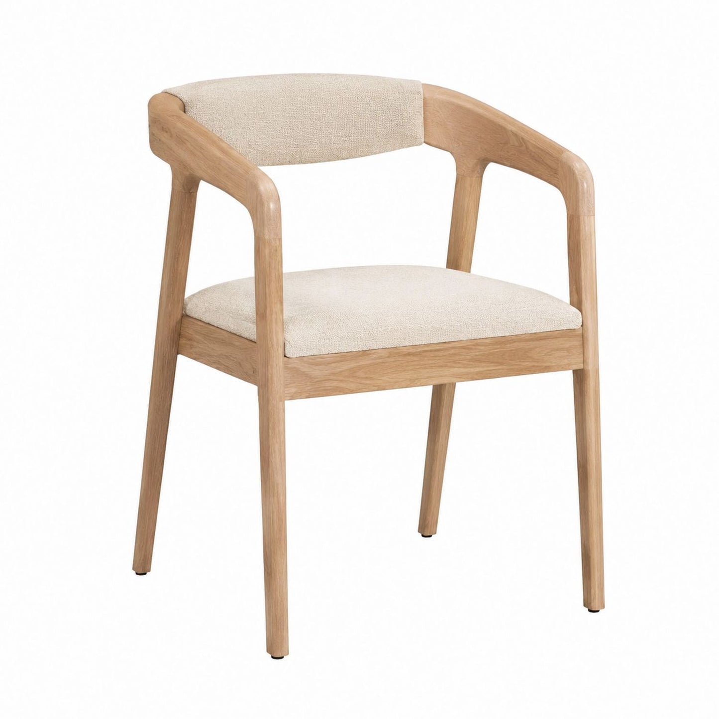 Oak Armchair with Beige Polyester Fabric
