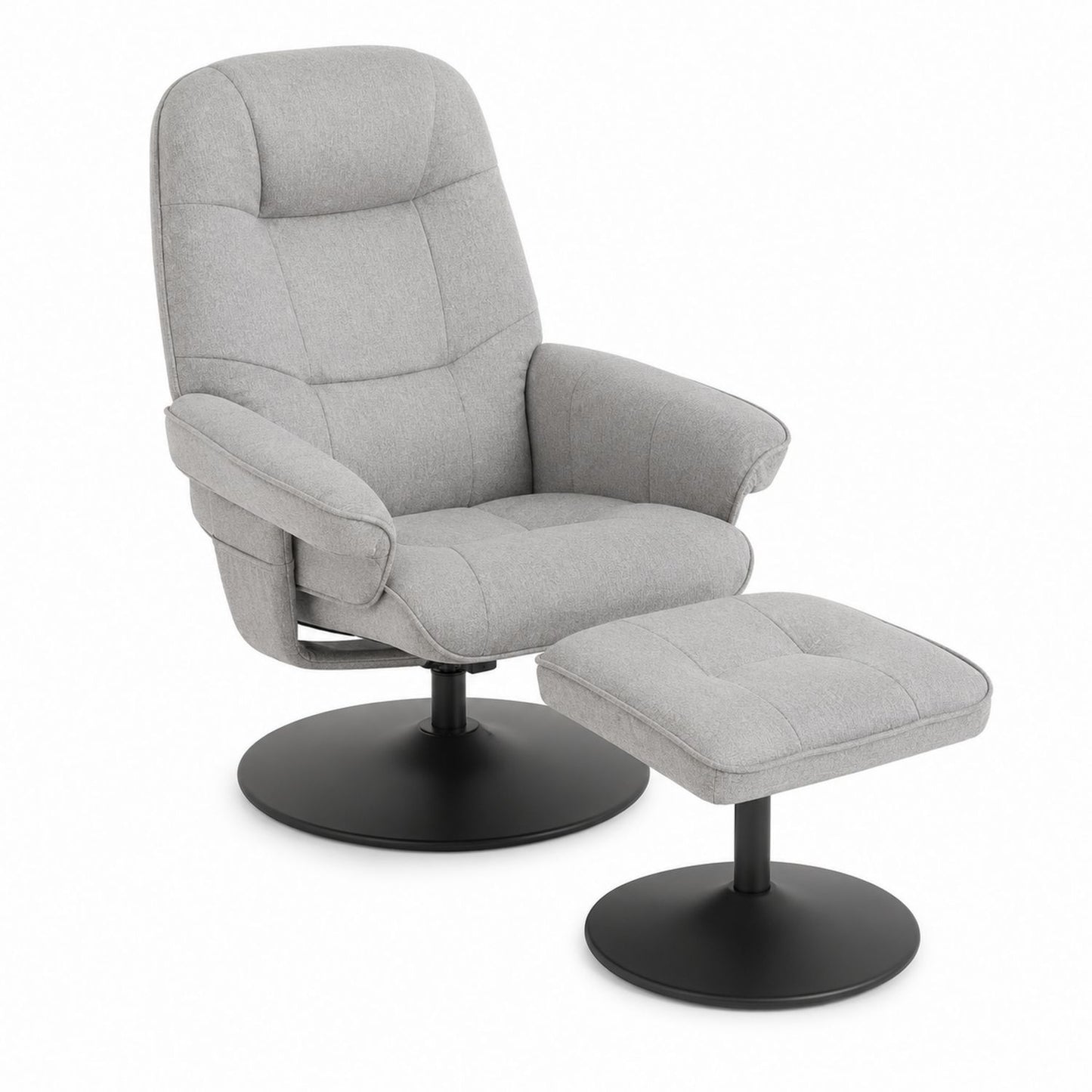 Light Gray Polyester Recliner Chair with Ottoman Set