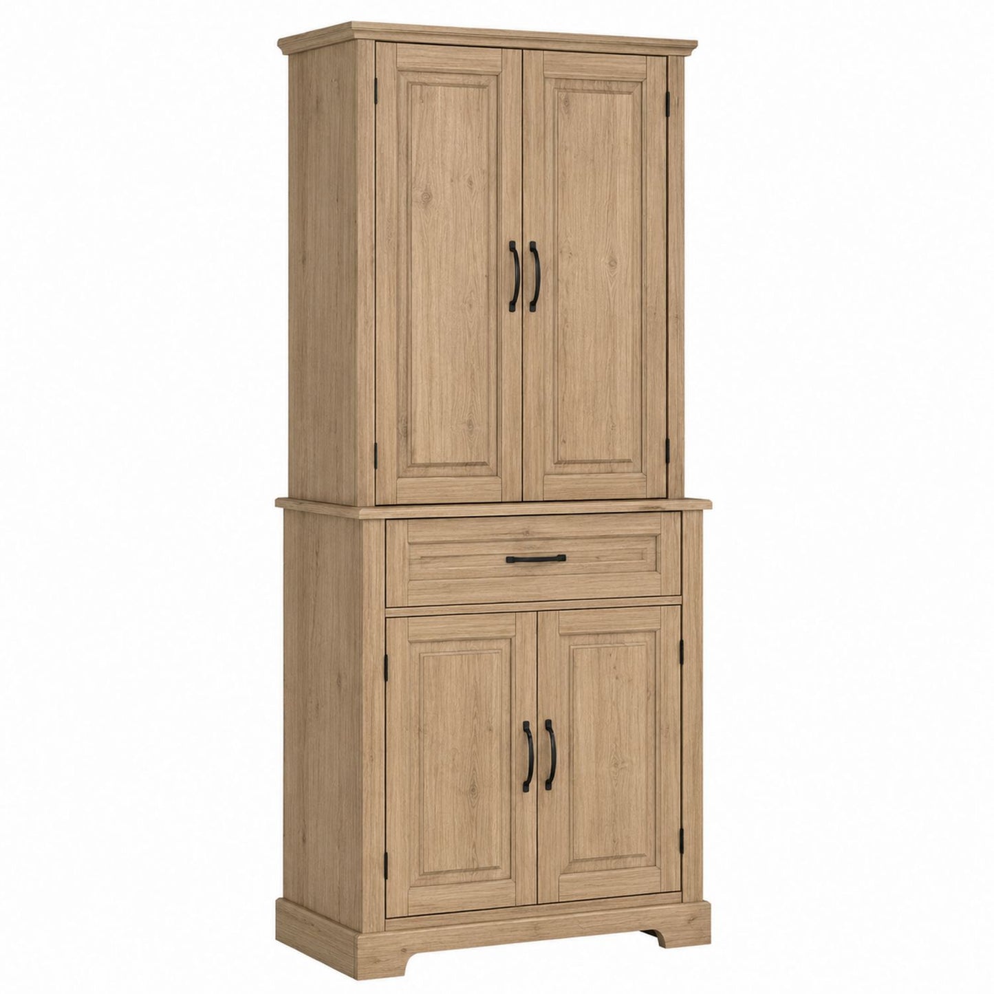 Oak Wood Storage Cabinet with 4 Doors and 1 Drawer 180cm