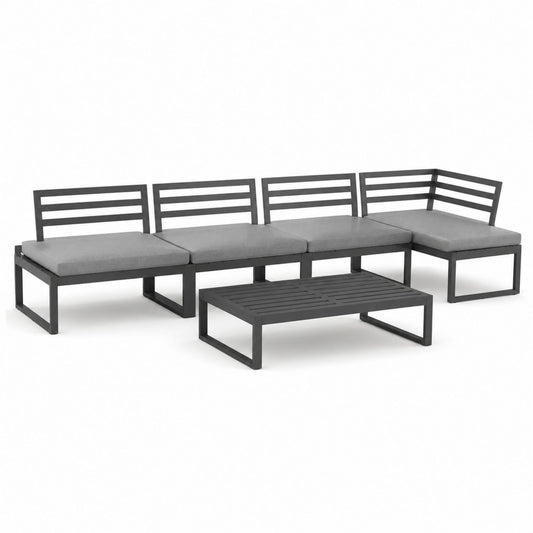 Metal Sectional Sofa Set with Gray Cushions