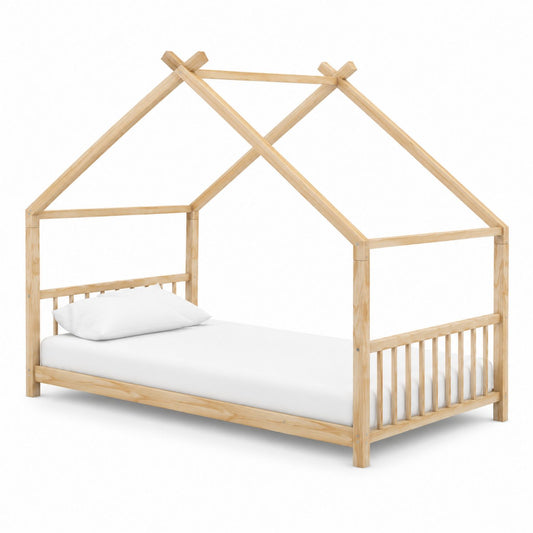 Wooden House Bed Frame Pine Natural Finish