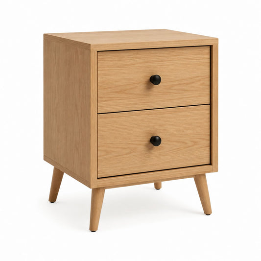 Oak Nightstand with Two Drawers, 50x40x60 cm