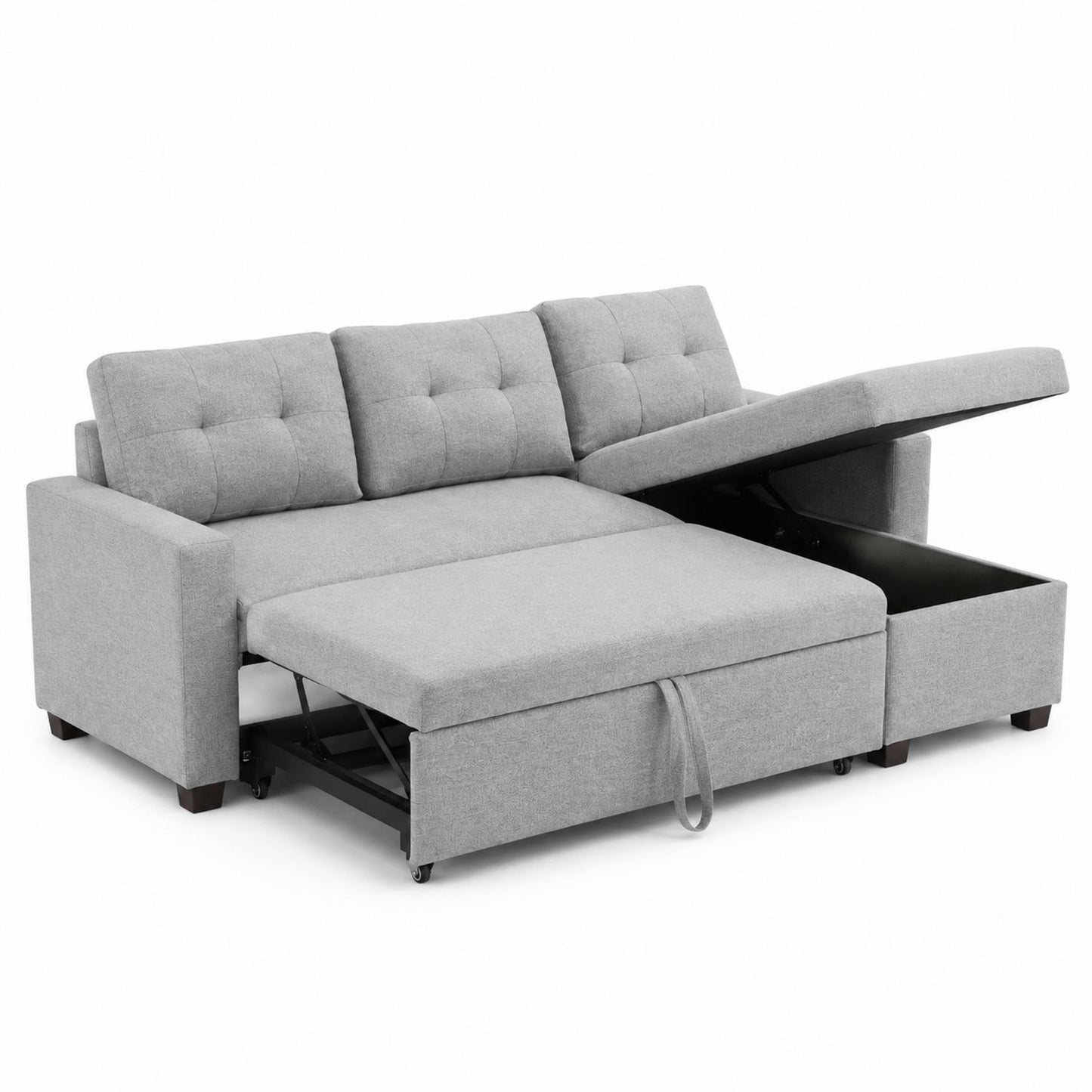 Convertible Upholstered Sectional Sofa with Storage Gray