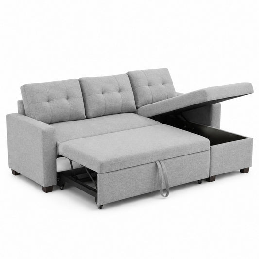 Convertible Upholstered Sectional Sofa with Storage Gray