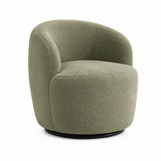 Bouclé Upholstered Swivel Accent Chair Olive Green